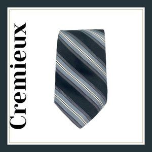 Cremieux Collection Handmade Silk Diagonal Stripe Neck Tie Black Office Career